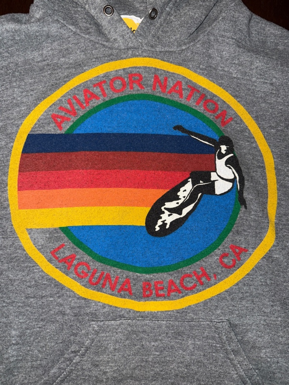 Aviator Nation Laguna Grey Hoodie with Rainbow Surf Logo XS - Picture 2 of 7